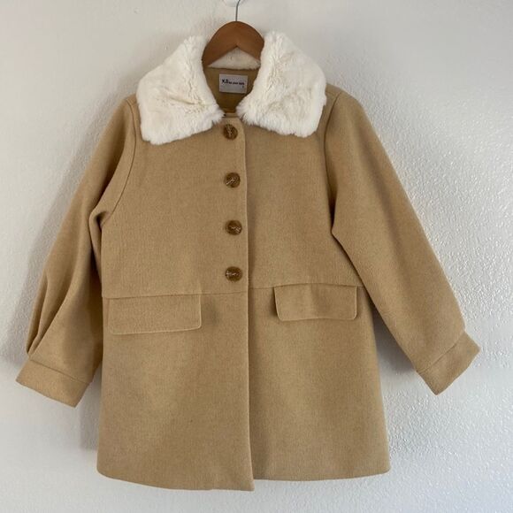 K.S. Be Your Style Pea Coat Baloon Sleeves Yellow Size 7 - Picture 1 of 5